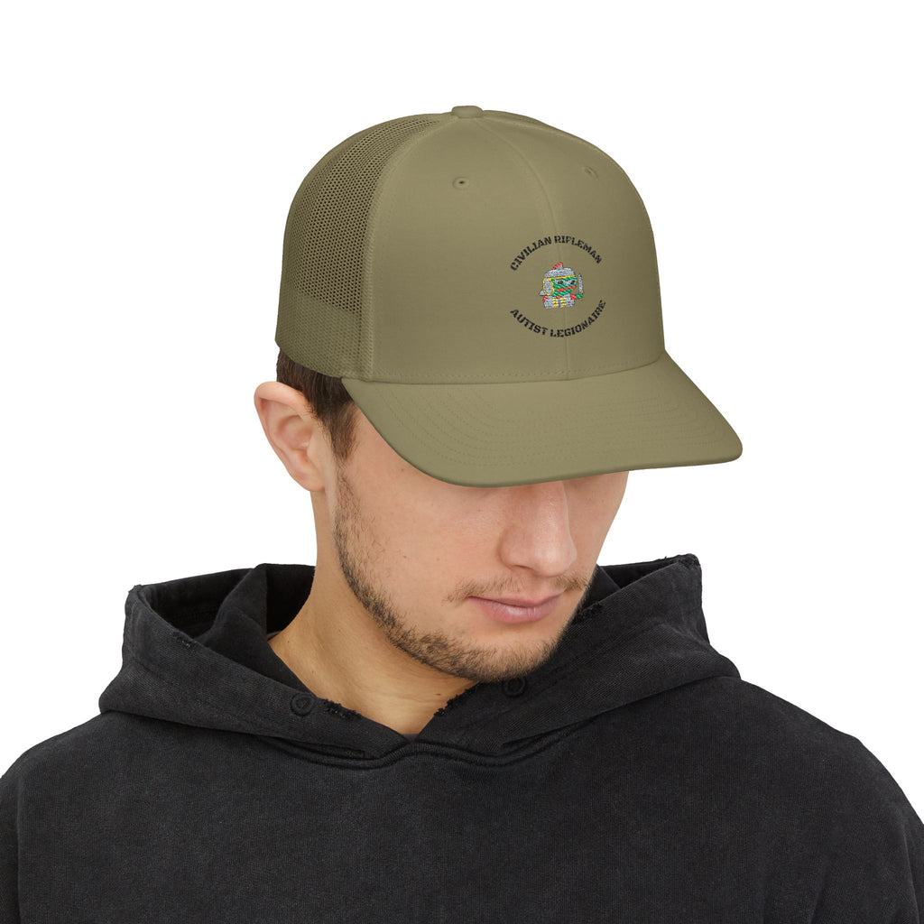 Civilian Rifleman Embroidered Snapback Trucker Cap for Outdoor Enthusiasts, Casual Style Hat, Perfect Gift for Birthdays, Summer Events, and Festivals