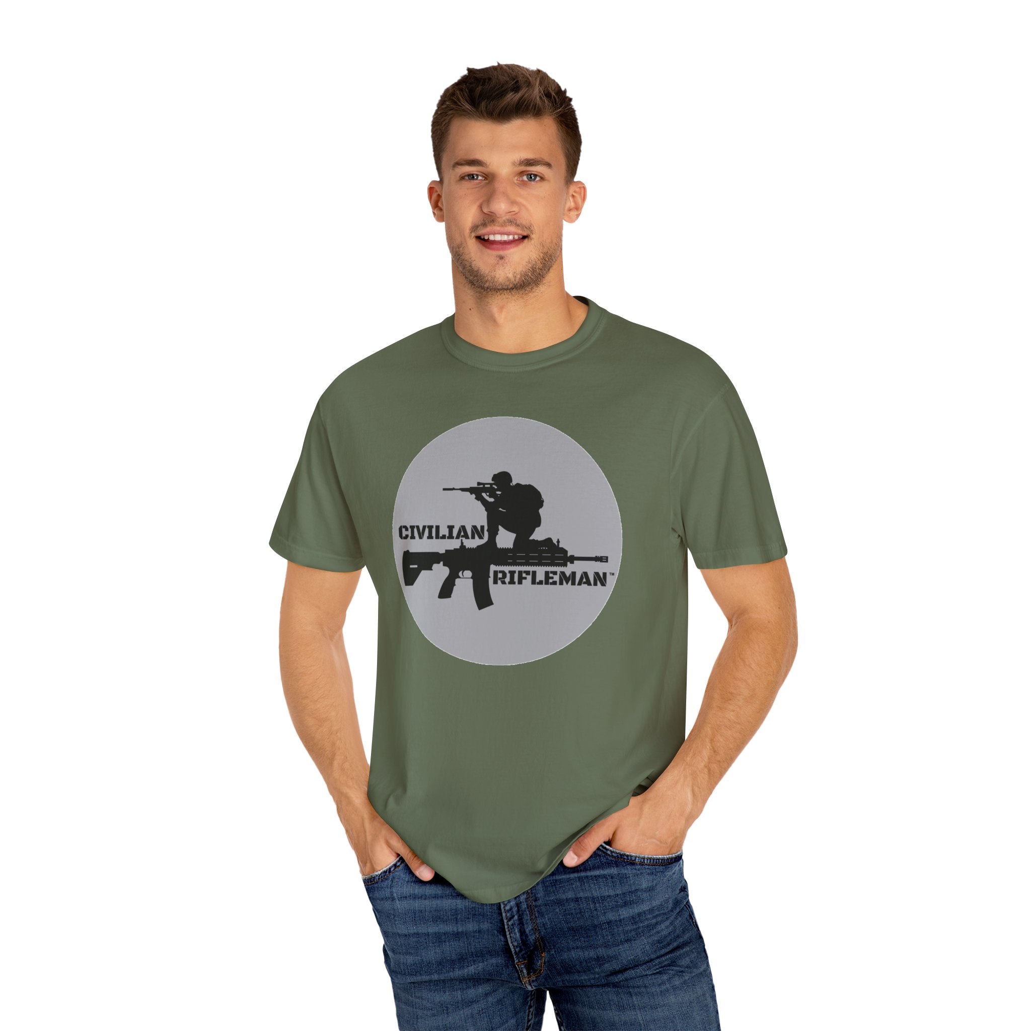 Civilian Rifleman T-Shirt | Garment-Dyed Tee for Outdoor Enthusiasts, Casual Wear, Gifts for Gun Lovers, Military-Inspired