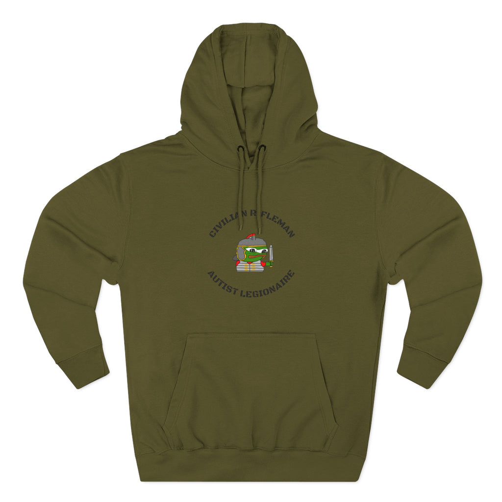 Civilian Rifleman Autist Legionnaire Hoodie, Cozy Fleece Sweatshirt, Unique Gift for Outdoor Enthusiasts, Casual Wear, Everyday Comfort
