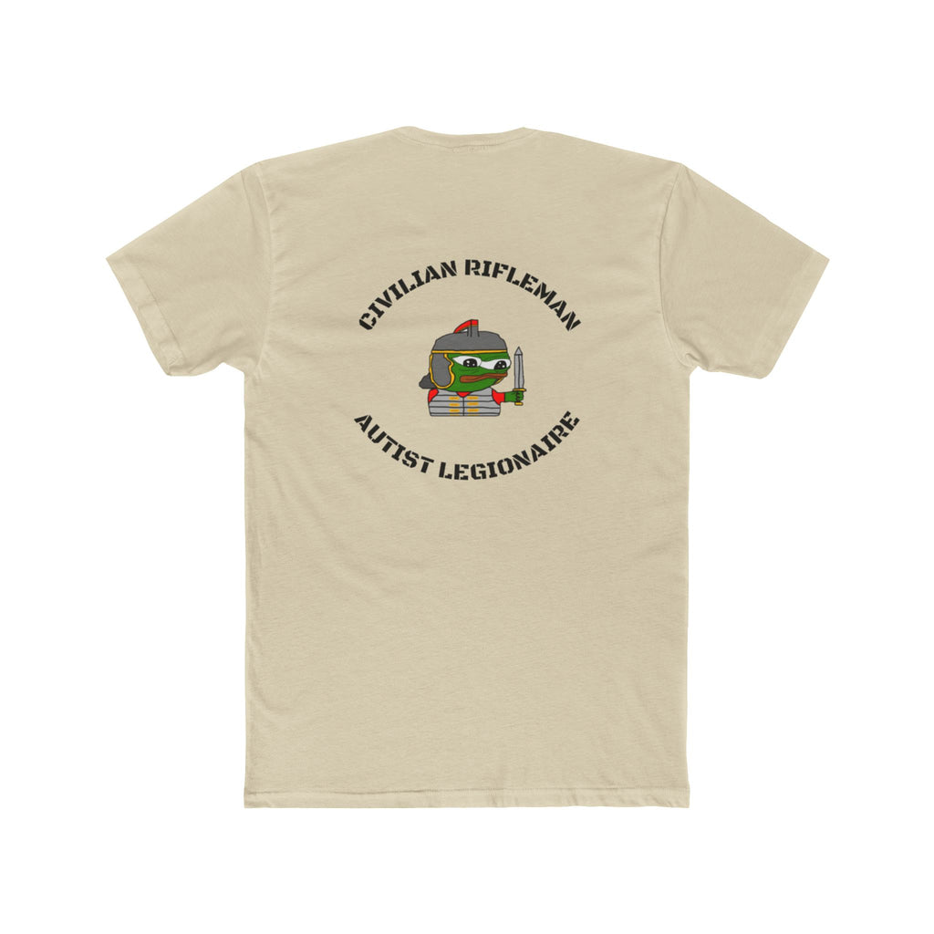 Cotton Crew Tee featuring 'Civilian Rifleman Autist Legionnaire' Design, Funny Gift